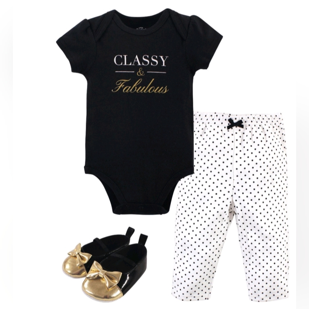Hudson Baby Girls' Infant Bodysuits set Classy - Black 'Classy and Fabulous' 0-3